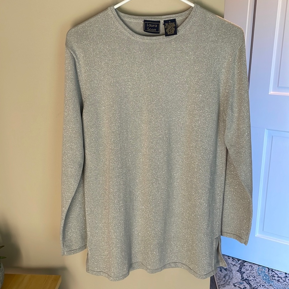 Laura Scott gray sparkly top